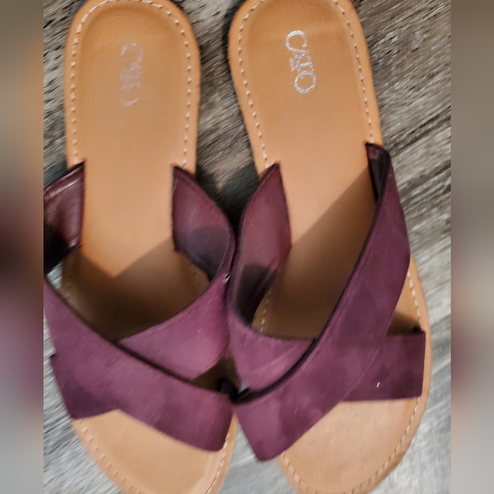 Cato Purple Slide Sandals with Suede Crisscross Straps